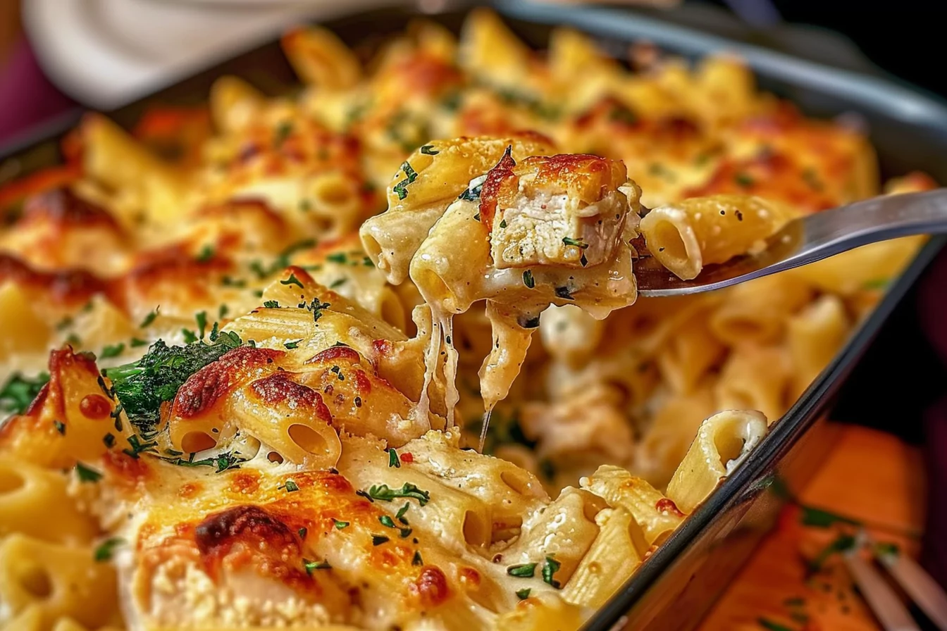 Garlic Parmesan Chicken Pasta Bake