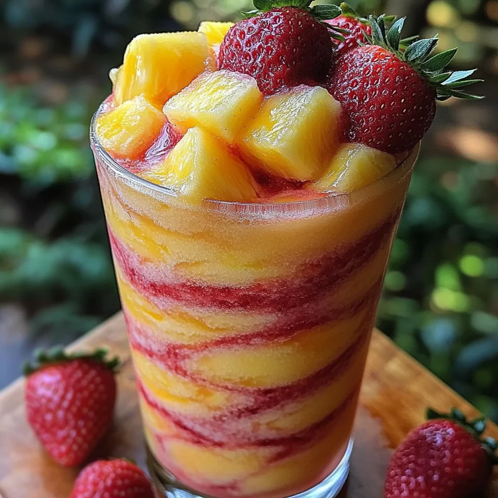 Pineapple Strawberry Swirled Slushies