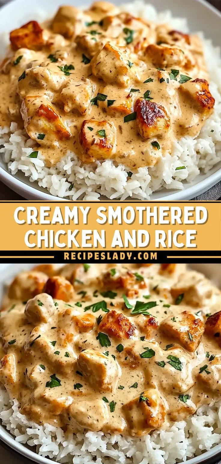 Creamy Smothered Chicken and Rice 1 Pinterest Hidden Image