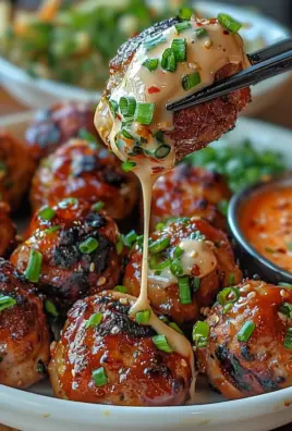 Korean BBQ Meatballs with Spicy Mayo Dip