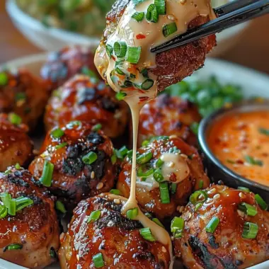 Korean BBQ Meatballs with Spicy Mayo Dip