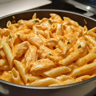 One-Pot Creamy Spicy Buffalo Chicken Penne