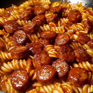 One-Skillet Spicy Honey BBQ Sausage & Pasta