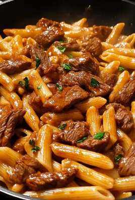 One-Skillet Spicy Honey BBQ Steak Pasta