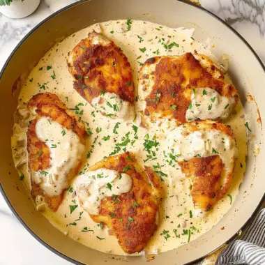 Parmesan Crusted Chicken with Creamy Garlic Sauce