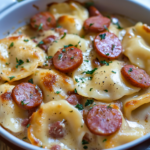 Crockpot Pierogi Casserole with Kielbasa