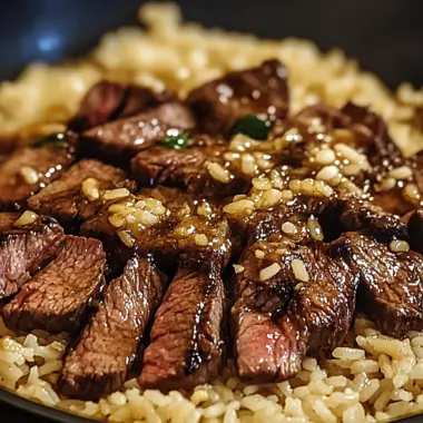 Honey Garlic Butter Steak and Rice Skillet