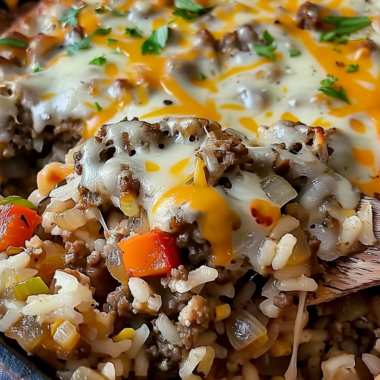 French Onion Ground Beef and Rice Casserole