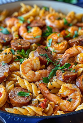 Cajun Ranch Shrimp and Sausage Pasta Skillet