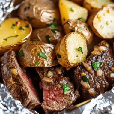 Garlic Steak & Potato Foil Packets