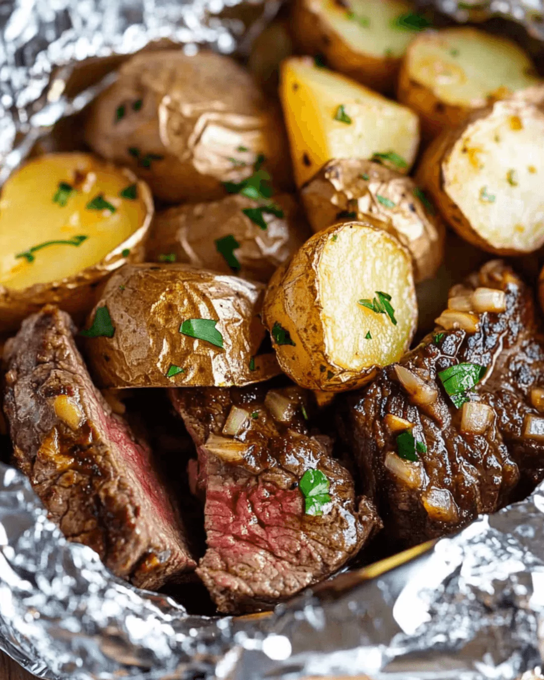 Garlic Steak & Potato Foil Packets