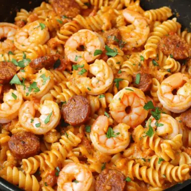 Cajun Ranch Shrimp and Sausage Pasta Skillet