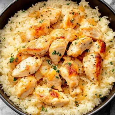 Chicken Scampi with Garlic Parmesan Rice