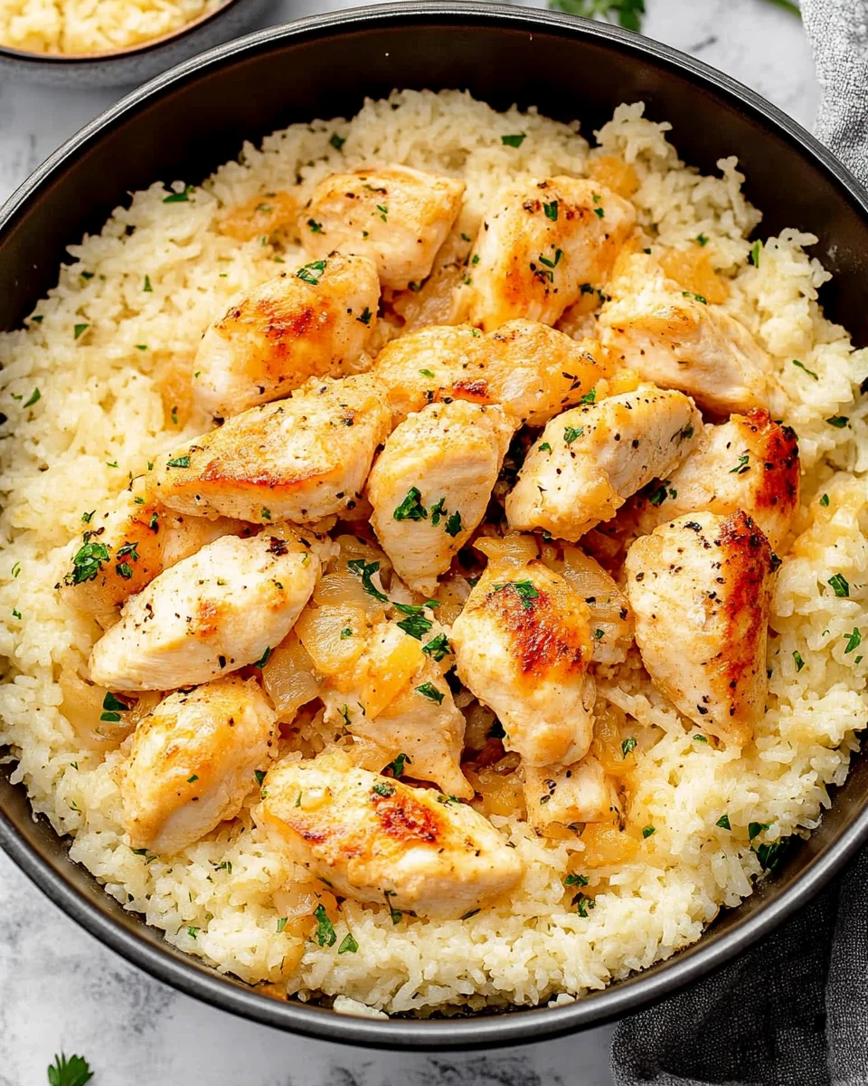 Chicken Scampi with Garlic Parmesan Rice