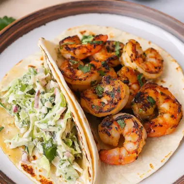 Cilantro Lime Shrimp Tacos with Creamy Slaw