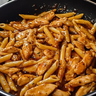 Sticky Honey Garlic Chicken Penne Skillet
