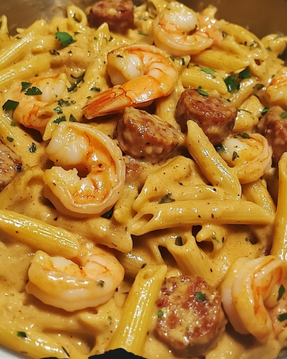 Cajun Creamy Sausage Shrimp One Pot Pasta