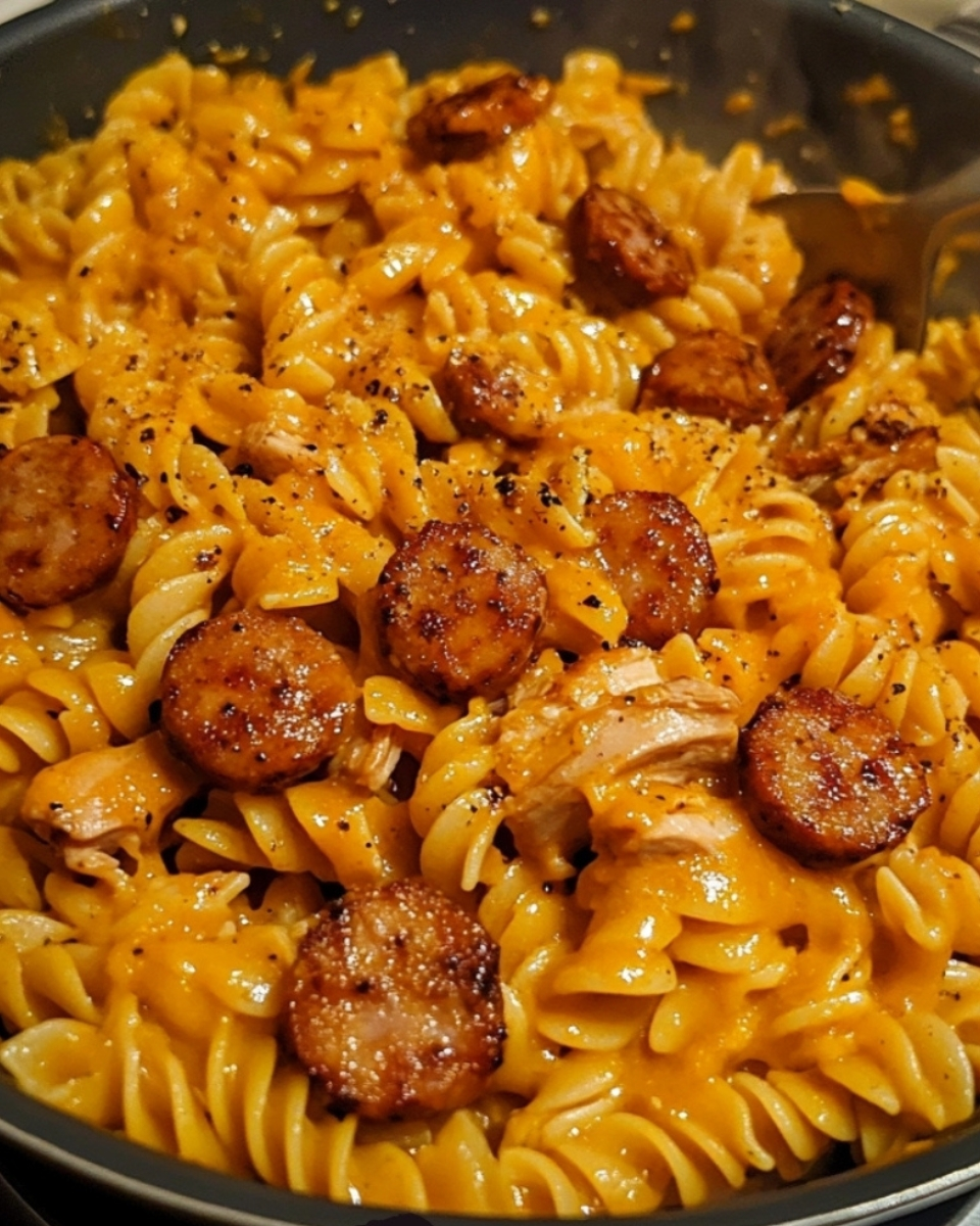 Cheesy Cajun Chicken and Sausage Pasta