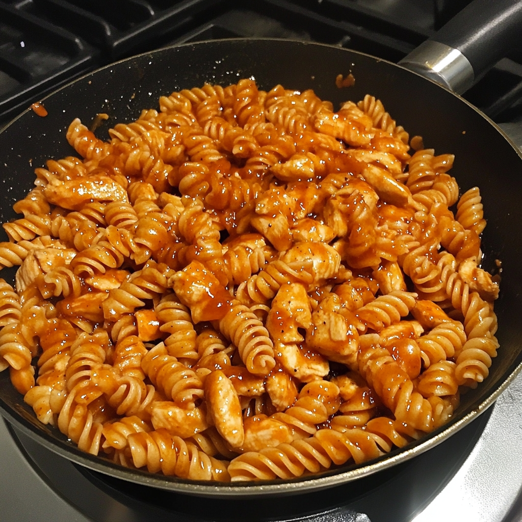 BBQ Honey Garlic Chicken Rotini Skillet 1