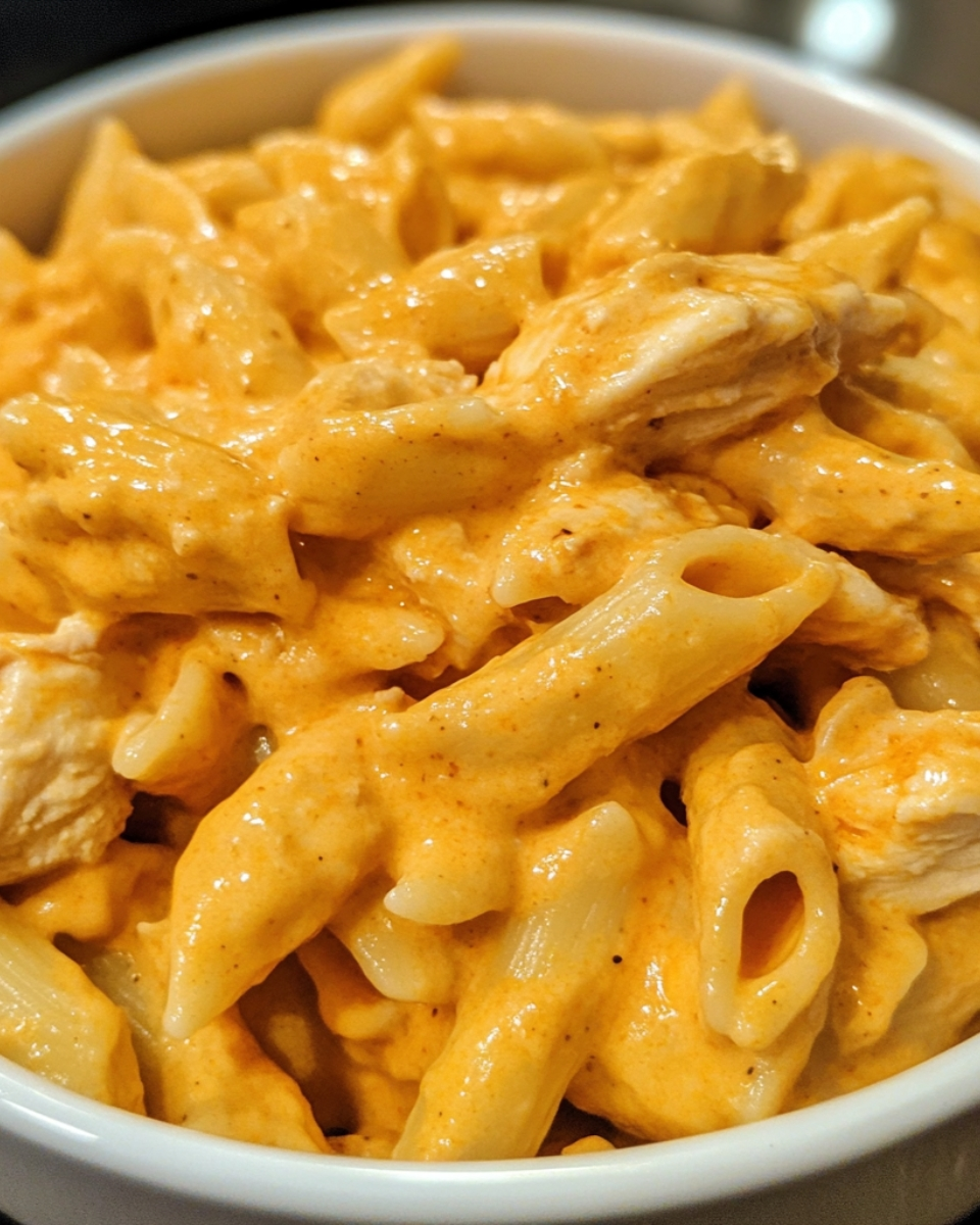 Creamy White Cheddar Buffalo Chicken Pasta 2