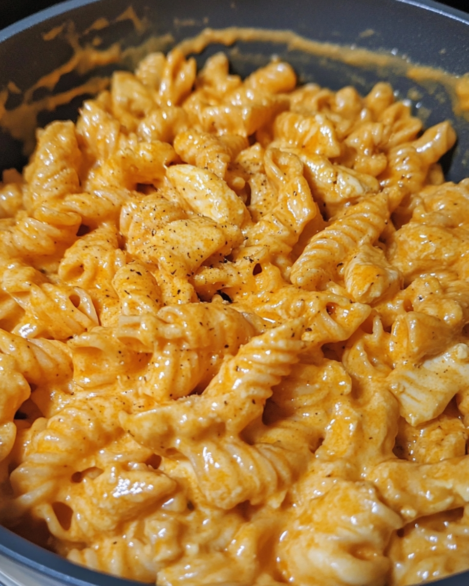 One Pot Creamy Spicy Buffalo Chicken Pasta