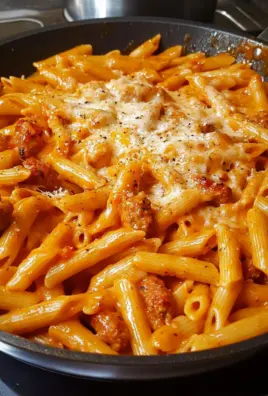 One Skillet Spicy Cajun Sausage Cheese Pasta