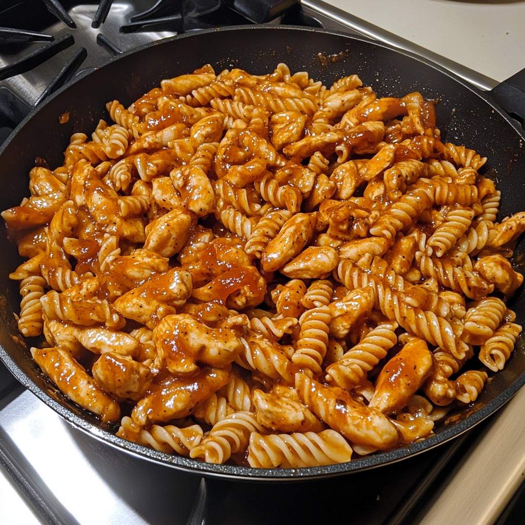 Sticky Honey BBQ Chicken Pasta Skillet 2