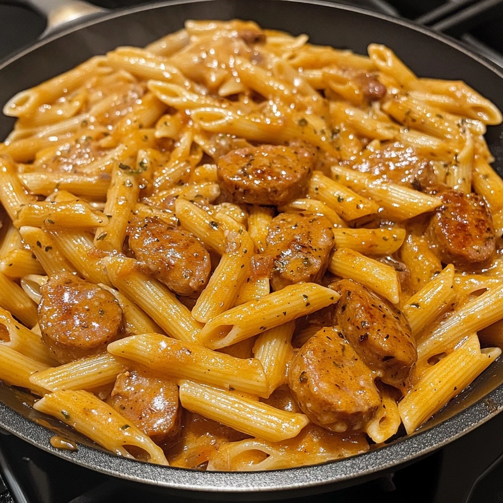 Sticky Sweet Garlic Parmesan Sausage Penne 2