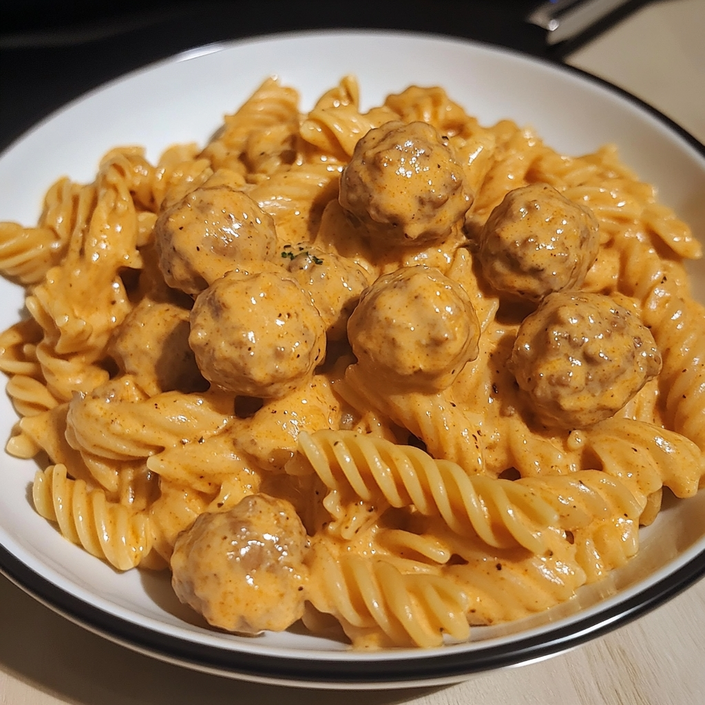 Bold Creamy Buffalo Ranch Meatball Pasta 1