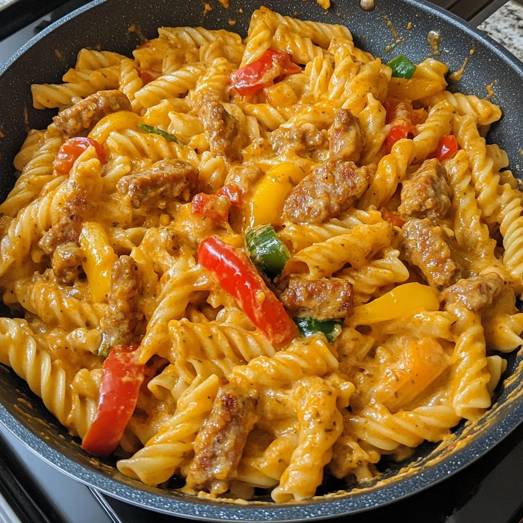 Creamy Cajun Pepper Jack Sausage Pasta 1