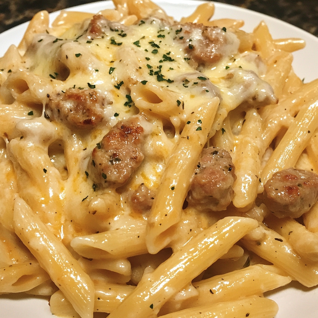 Creamy Cajun White Cheddar Sausage Penne 1