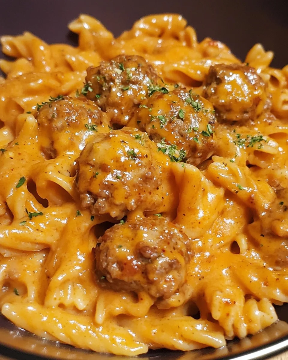 Creamy Cheddar BBQ Ranch Meatball Pasta 1
