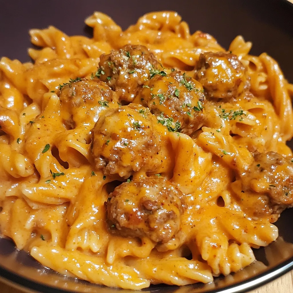 Creamy Cheddar BBQ Ranch Meatball Pasta 2