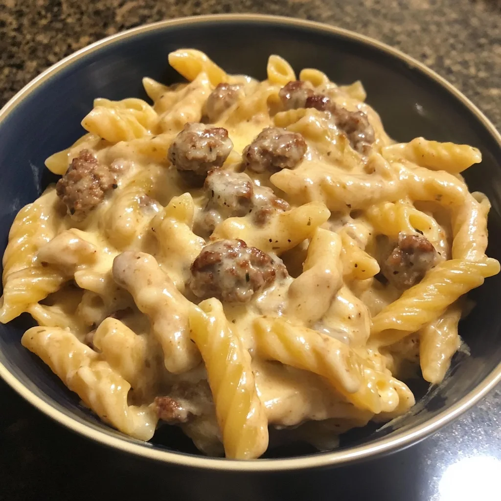 Creamy Cheddar Ranch Sausage Pasta 1
