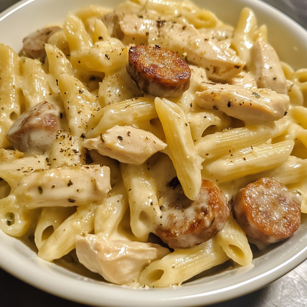 Creamy Garlic Honey Chicken Sausage Pasta 1