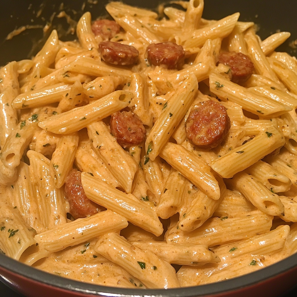 One Pot Creamy Spicy Cajun Sausage Pasta 1