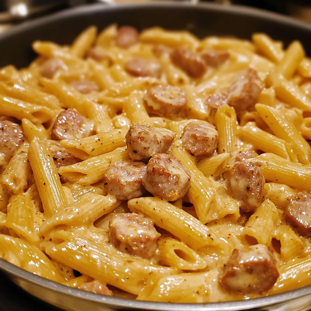 One Pot Sticky Garlic Butter Sausage Pasta 2