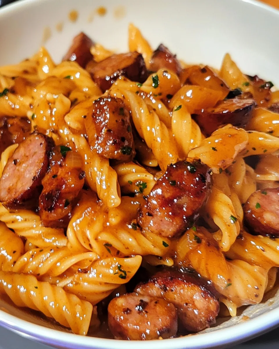 One Skillet Honey Garlic Sausage Pasta 1