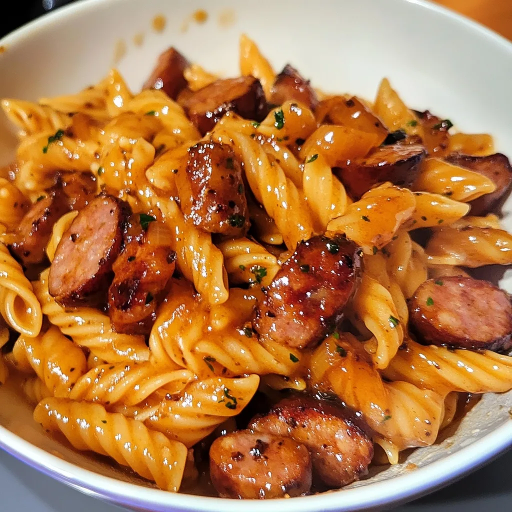 One Skillet Honey Garlic Sausage Pasta 2