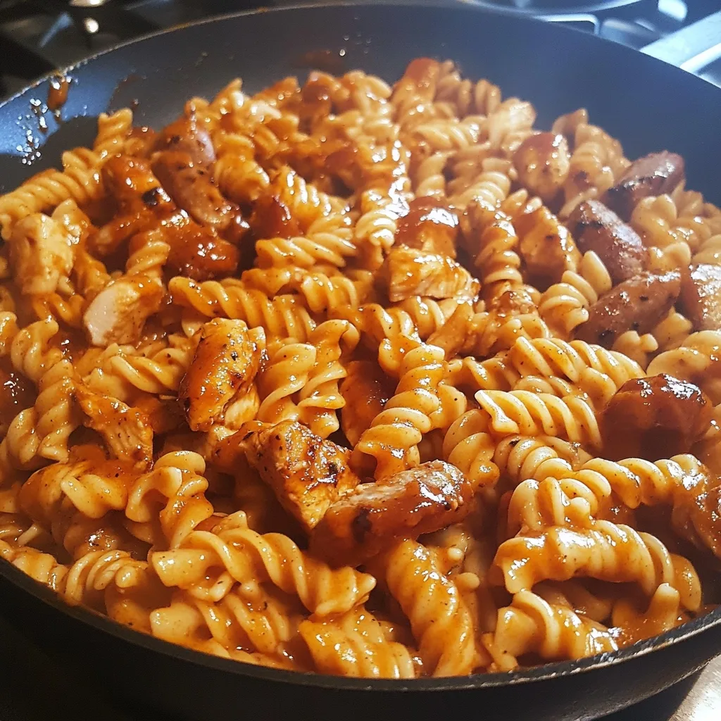 One Skillet Smoky BBQ Chicken Sausage Pasta 1