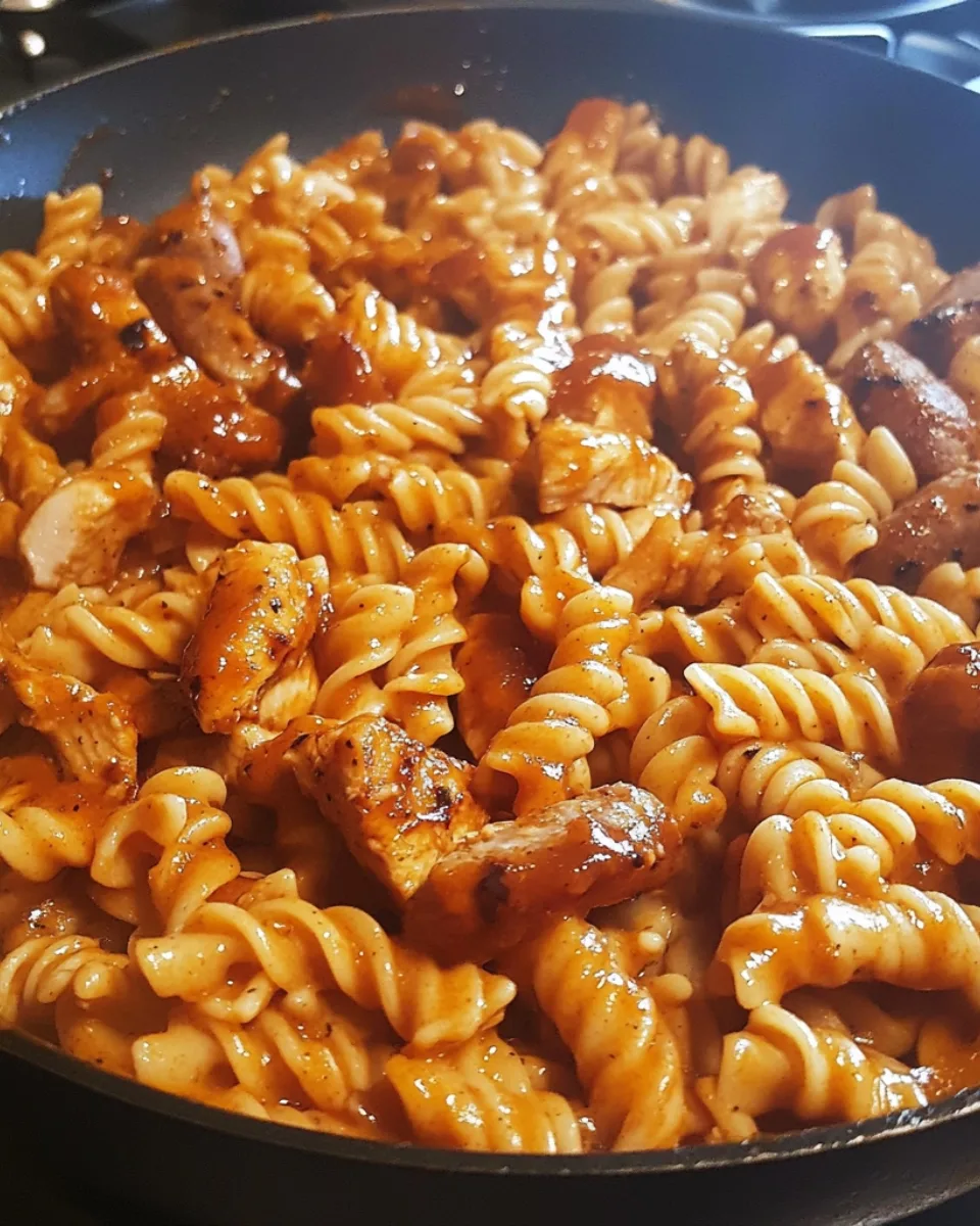 One Skillet Smoky BBQ Chicken Sausage Pasta 2