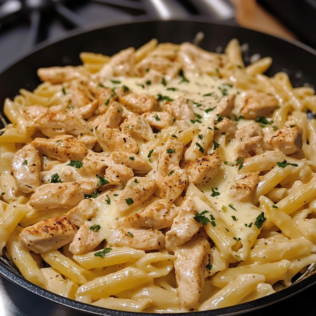 Skillet Creamy Garlic Parmesan Cajun Chicken Pasta 1