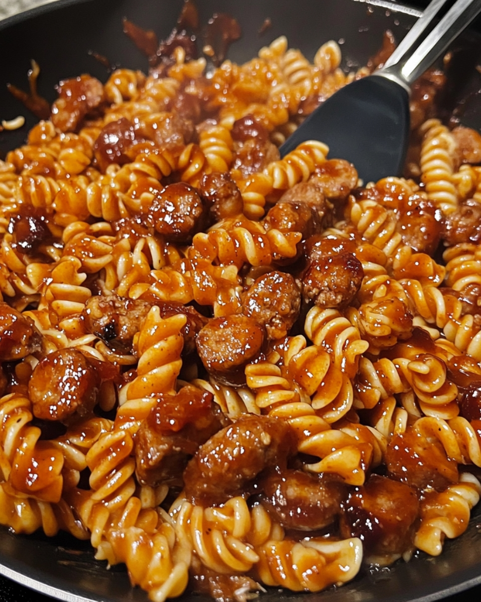 Smoky BBQ Honey Garlic Sausage Pasta 1