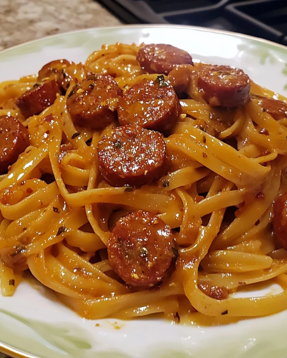 Sticky Garlic Butter Honey Sausage Pasta 1