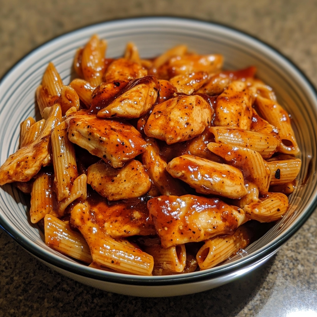Sticky Honey Garlic BBQ Chicken Pasta 4