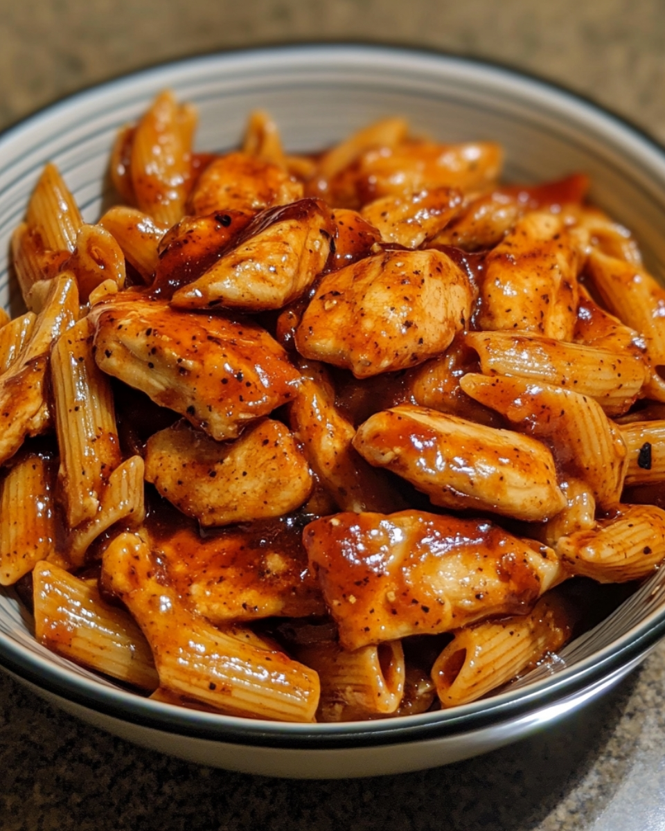 Sticky Honey Garlic BBQ Chicken Pasta 5