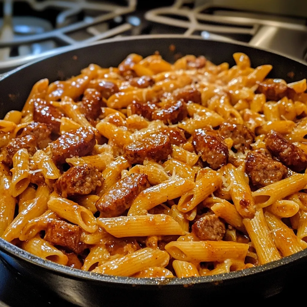 Sticky Honey Garlic BBQ Sausage Pasta 2