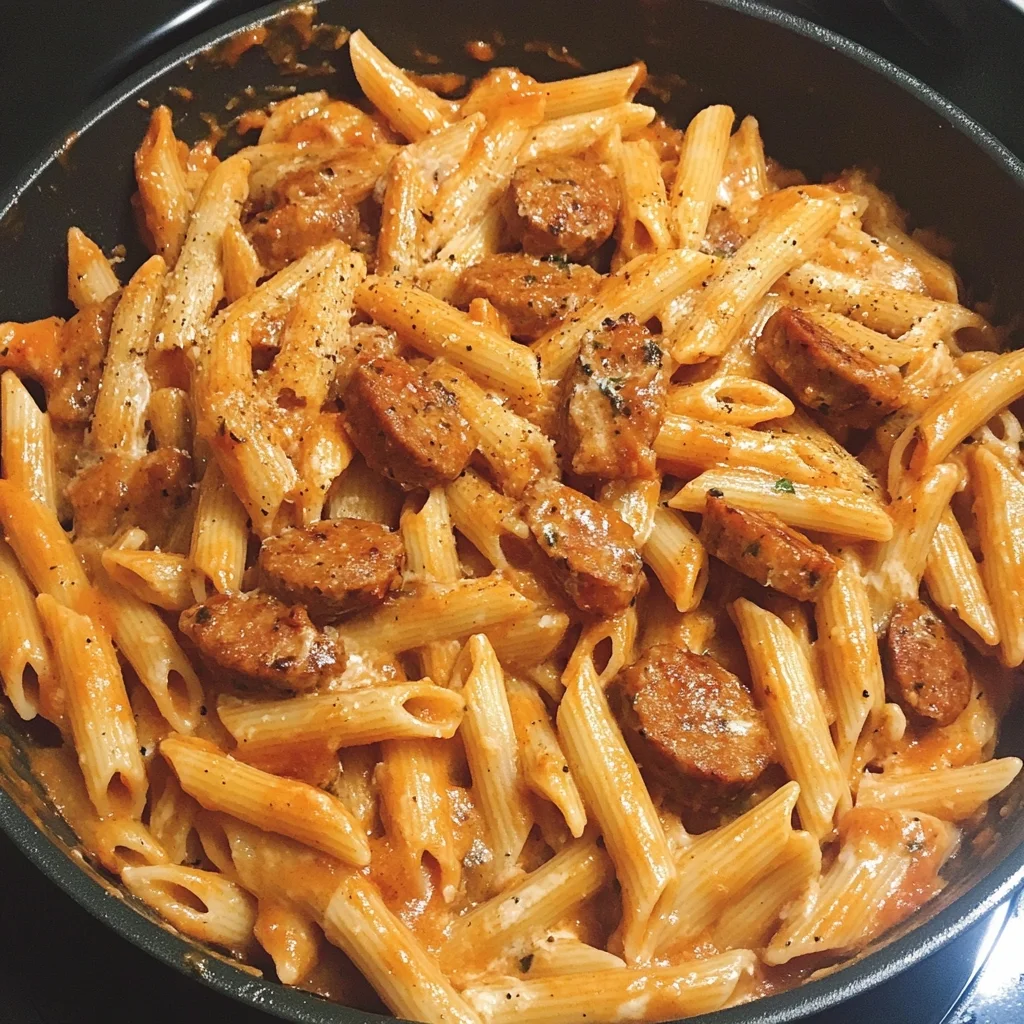 Sticky Sweet Garlic Buffalo Sausage Pasta