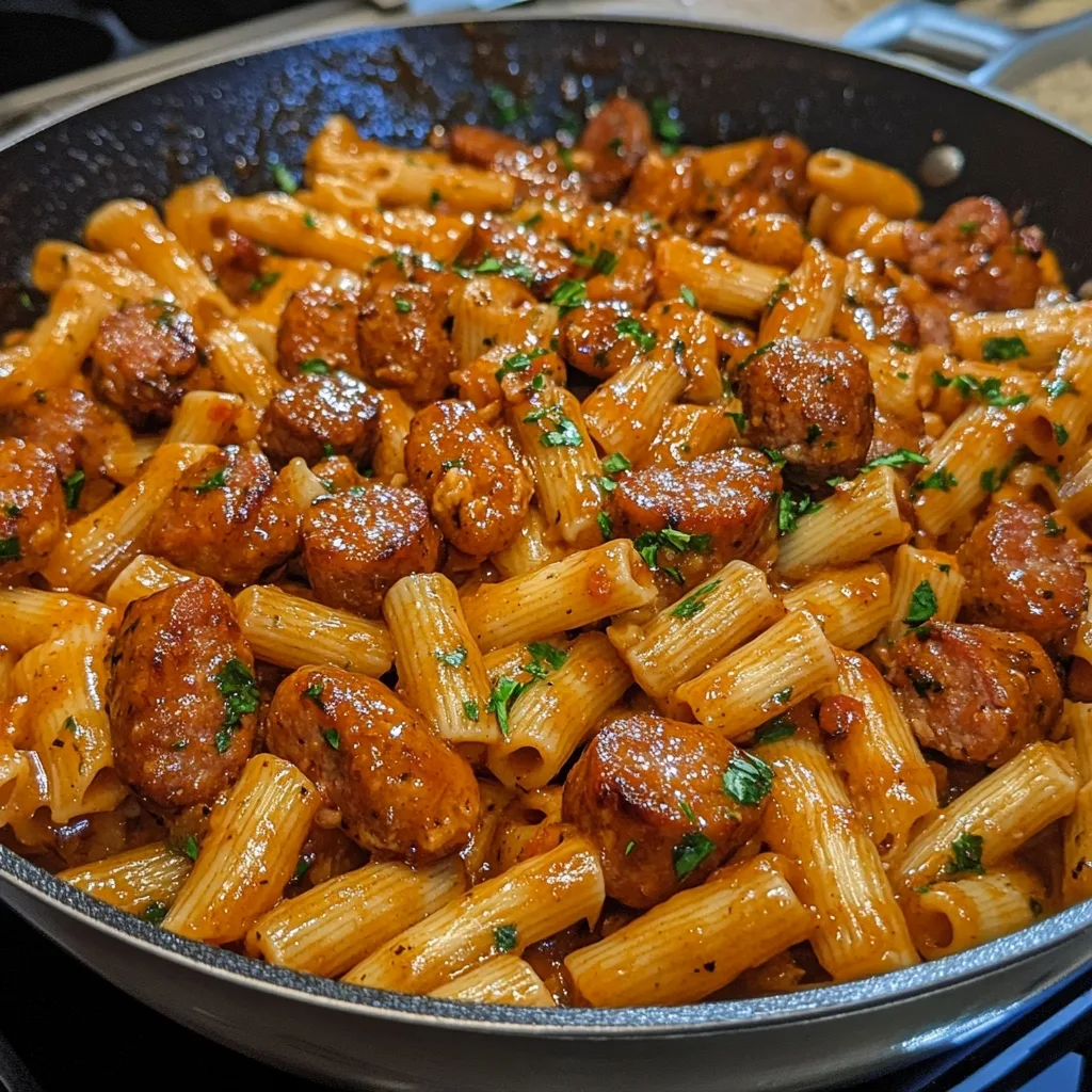 Sticky Sweet Garlic Honey Ranch Sausage Pasta 1