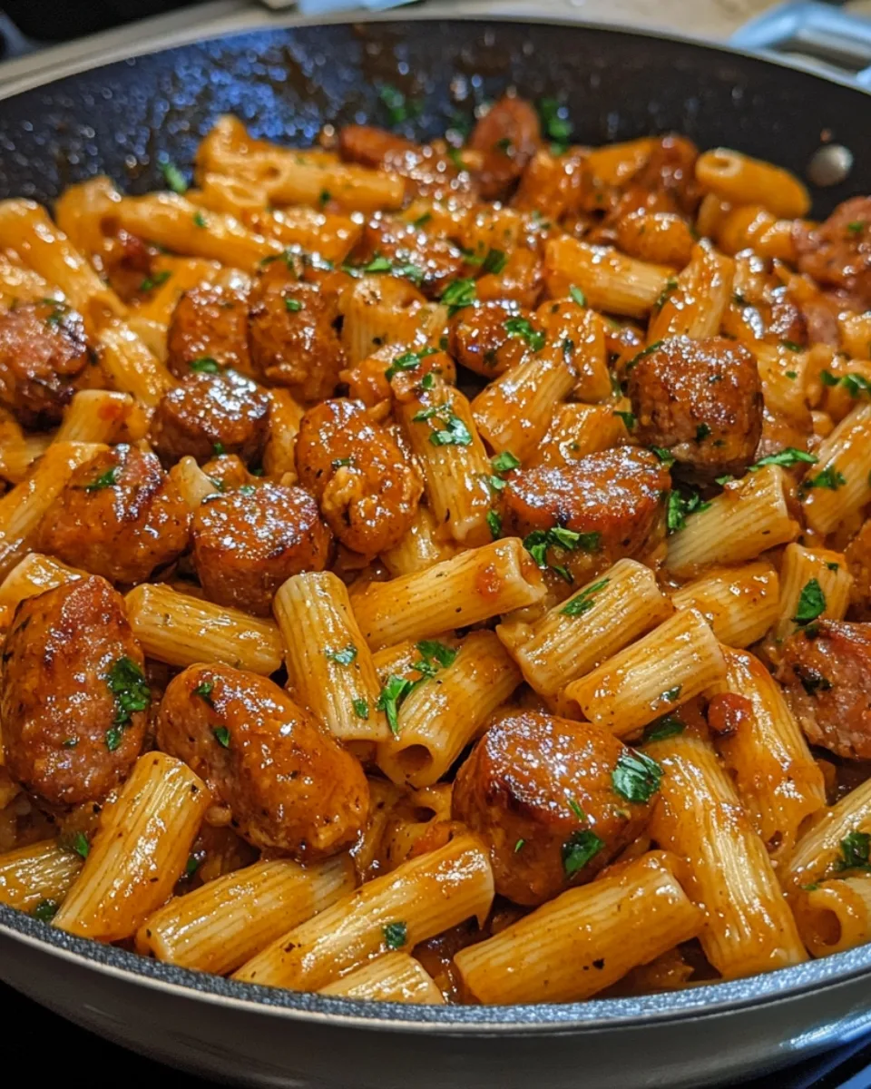 Sticky Sweet Garlic Honey Ranch Sausage Pasta 2